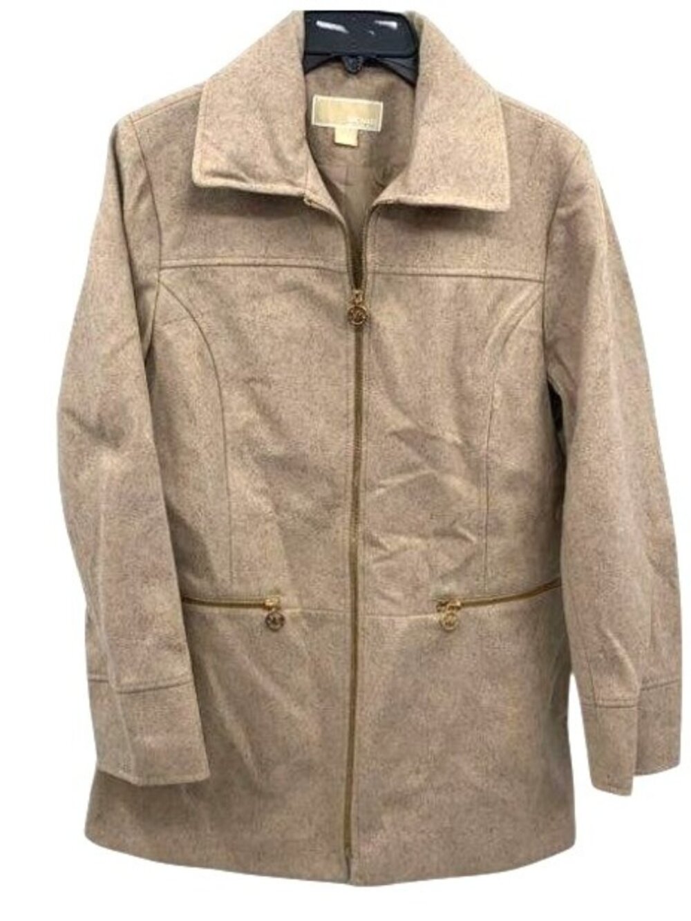 MICHAEL Michael Kors Beige Wool Zip Front Jacket Size L